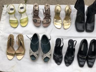 A big LOT of high heeled women’s shoes. Sizes range from 7 to 7.5 Women.