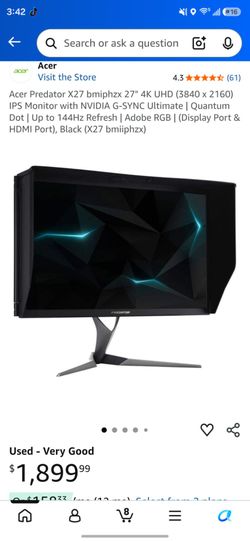 Acer Predator X27 27 inch 4k Monitor