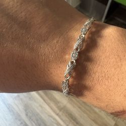 925 Sterling Silver Diamond Tennis Style Bracelet 