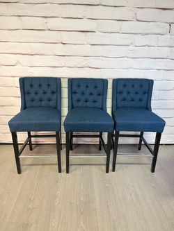 Blue Bar Counter Stools 3pc