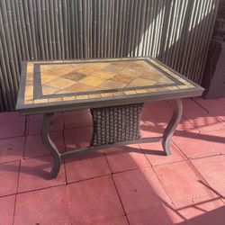 Coffee Table. Iron And Stones On Top.