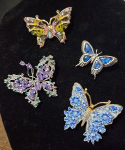 Lot of 4 Butterfly Brooches