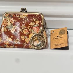 Patricia Nash Floral Leather Coin Purse with Keychain