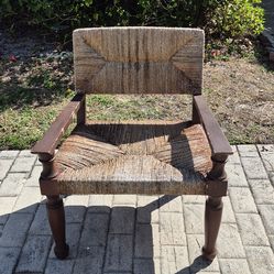 Coastal Woven Accent Chair – Solid Wood