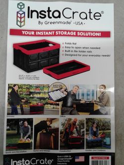 GREENMADE INSTACRATE COLLAPSIBLE STORAGE CONTAINER 12GALL RED/BLACK