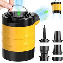 Mini Electric Air Pump for Air Mattress with Camping Light, 1400mAh Battery Rechargeable Travel Pump to Inflate Deflate Pool Floats