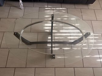 Oval Glass Coffee Table Top with Metal Frame