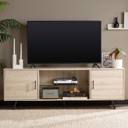 70 in. Contemporary Birch TV Stand with Glass Shelf (New In A Box)