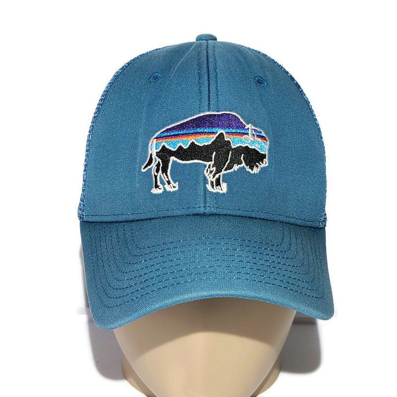 Patagonia Logo Trucker Cap Mesh Snapback Adjustable Hat Beige Blue