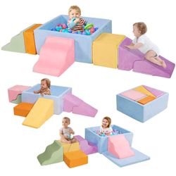 Pastel Foam Toddler Climbing Playset with Ball Pit