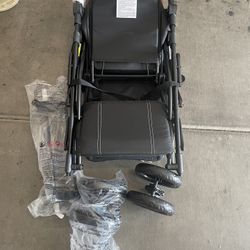 INFANS Double Stroller with Leather Handle, Front Seat 2-Position Recline, Baby Pushchair for Toddlers