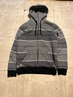 Men’s gray Y2K style striped zip-up jacket size medium