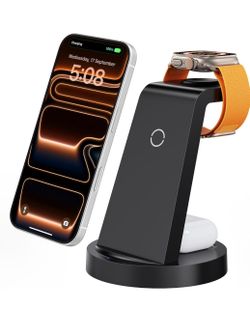 (NEW) —Anlmz 3-in-1 Wireless Charging Station for iPhone, Apple Watch & AirPods – Fast Charging Dock Compatible with iPhone 17/16/15/14/13/12/11/X Pro