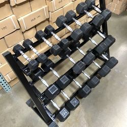 5-50lbs Dumbbells w/Rack 