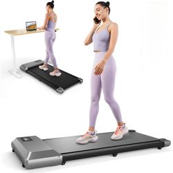 Desk Exercise Treadmill,Running Area 15.35*35.43,Portable Walking Treadmill with LED Display & Remote Control,265 Lbs Capacity（Gray）