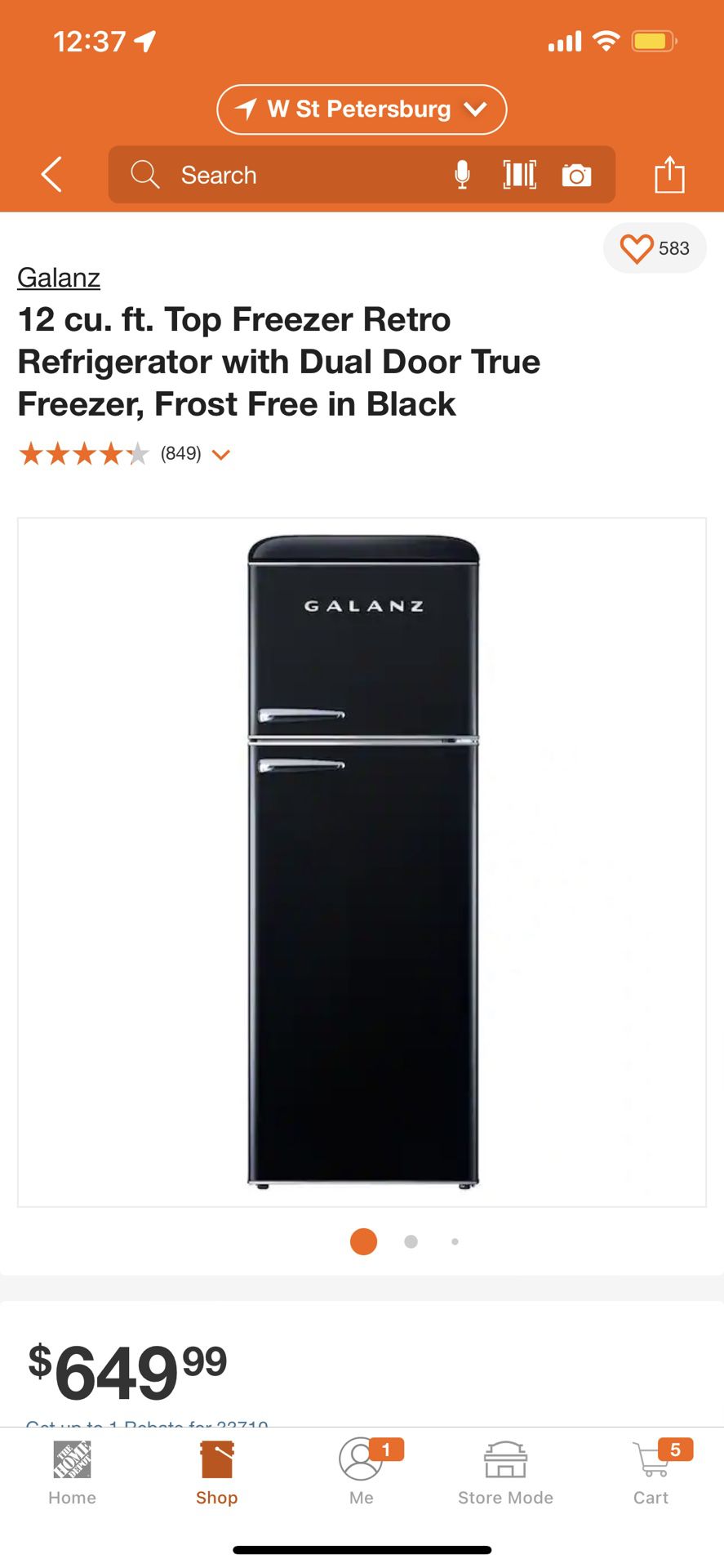 BRAND NEW Galanz Retro 12-cu ft Top-Freezer Refrigerator (Vinyl Black)  ENERGY STAR YV for Sale in Jacksonville, FL - OfferUp