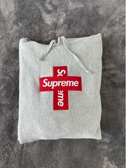 Supreme Cross Box Logo Grey Hoodie Size Medium