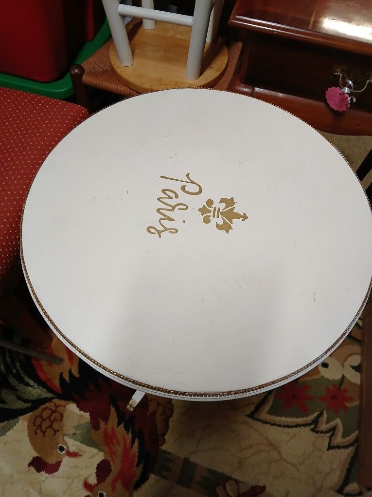 Adorable Antique Small Painted White Side Table