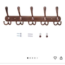 Dseap Wall Mounted Coat Rack - 5 Tri Hooks, Heavy Duty, Stainless Steel, Metal Coat Hook Rail for Coat Hat Towel Purse Robes Mudroom Bathroom Entryway