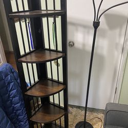 Corner shelf and lamp