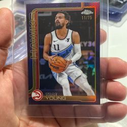 2025-26 Topps Chrome Basketball Atlanta Hawks Trae Young Purple Refractor /75