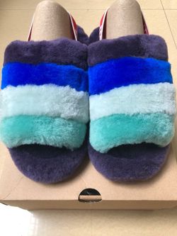 Brand New In Box Color Block Fluff Yeah Ugg Slides #4