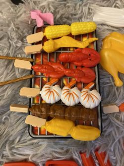Toys Kitchen & Food Set Of 70 Pcs+Grill