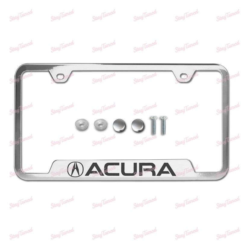 For ACURA Mirror Chrome Laser Etched Cut-Out Stainless Steel License Plate Frame -(3-LF1-GF-ACU-EC