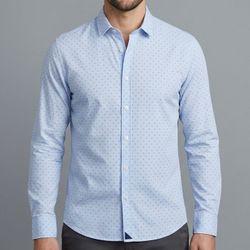 UNTUCKit Men Large Blue 100% Cotton Slim Long Sleeve Button Up Casual Shirt L