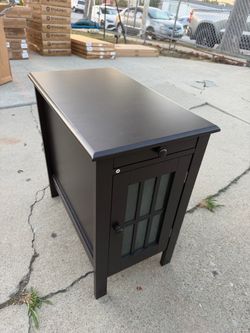 End Table Narrow Side Table for Living Room, Farmhouse Night Stand with Storage, 23.62" D x 13.78" W x 23.62" H