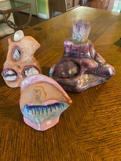 Hand craft art amethyst stones 3pcs