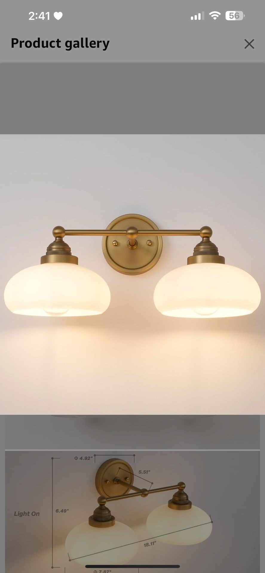 Vintage 2-Lights Sconces Wall Lighting with Milk White Glass Shade, Double Arm Wall Lamp Fixture for Living Room Dining Room Bedroom Hallway