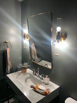 Almetta 2 2-Light Gold Bathroom Vanity Light Dimmable Hardwired Wall Mount
