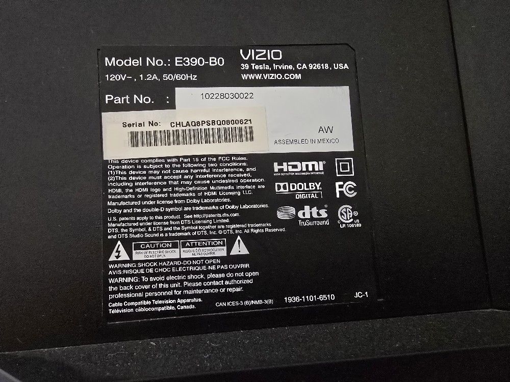 Vizio 40 Inch 1080p TV