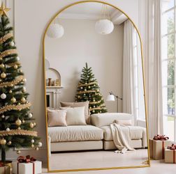 New Oversized Arched Gold Full Length Standing Floor Mirror