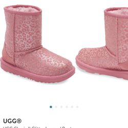 New Ugg classic II glitter leopard boot wild berry Size 7M