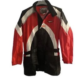 Teknic Waterproof Shell Rain Motorcycle Nylon Red Black White Belted Jacket Lrg