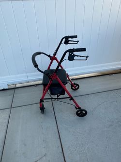 Rhythm Healthcare 4 Wheel Rollator Walker with 12x12" Seat and 6" Wheels, Red