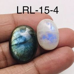 Labradorite & Rainbow Oval Shape-2Pc-Lot-LRL-15-4