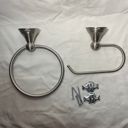 Bathroom Tiolet Paper & Hand Towel Wall mount Holders Nickel Color