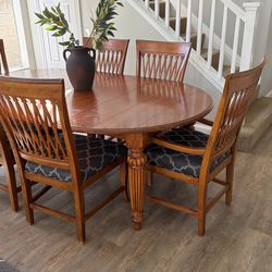Tommy Bahama Expandable Dining Set – 52” Round to 82” – 6 Chairs