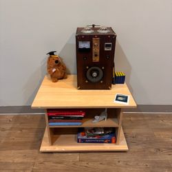 Light Wood Grain Side Table with Shelves