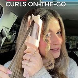 TYMO Cordless Automatic Curling Iron - TYMO CurlGo 1 Inch Beach Waves Rotating Curling Wand, Portable Hair Curlers for Travel, Dual Voltage & Recharge