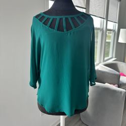 Lost April Dark Teal Dressy Top
