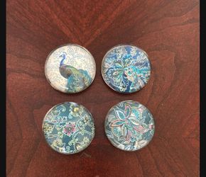 Four decorative Magnets - Peacock Colors