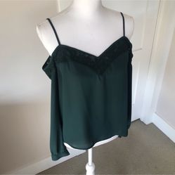 Express Lace Trim Cold Shoulder Blouse, S