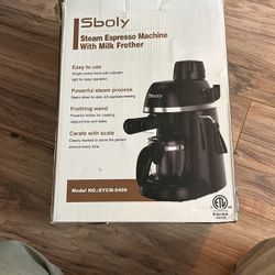 SBOLY  STEAM EXPRESSO Machine With Milk Frother New In Open Box