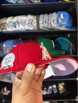 Red Angels hat 50 yrs side patch pink UV 7 1/4