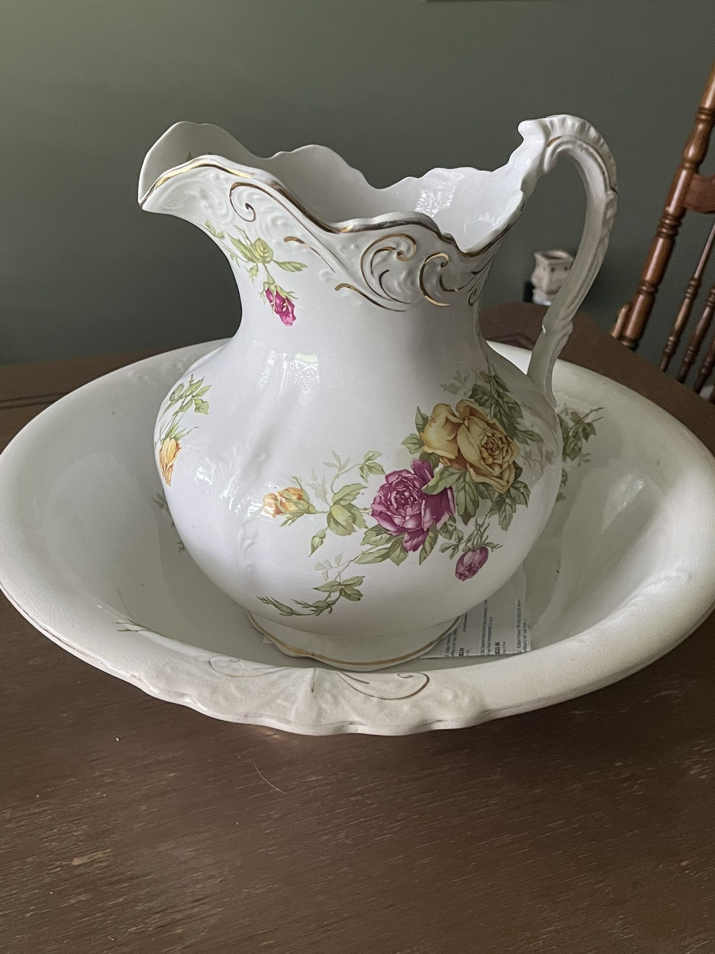 Large buffalo pottery Wash Basin With Pitcher