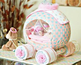 Cinderella carriage diaper cake baby shower